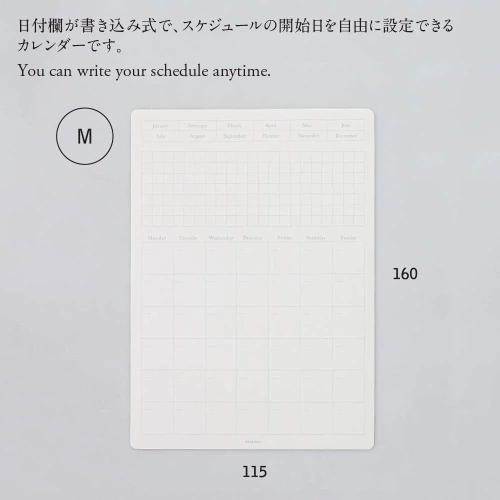NEW Stalogy Removable Seal Calendar Blank M Free Monthly Scheduling JAPAN